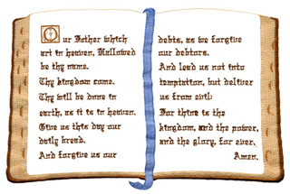 Open Bible with Lords Prayer