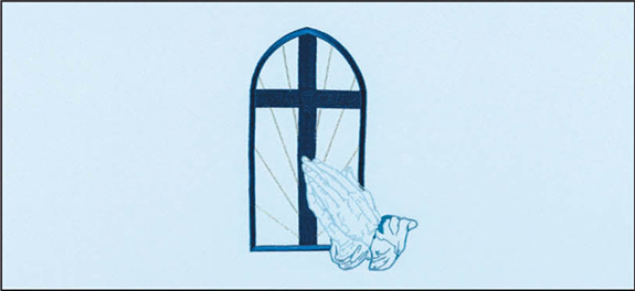 Window/Cross/Hands (Blue Crepe)